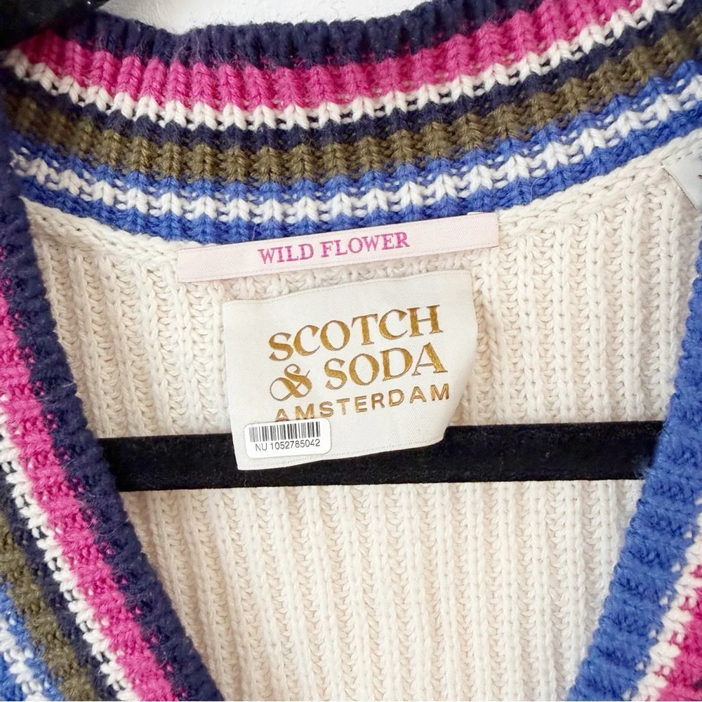 Scotch & Soda V-Neck Crochet Sweater Sz M - Picture 4 of 6